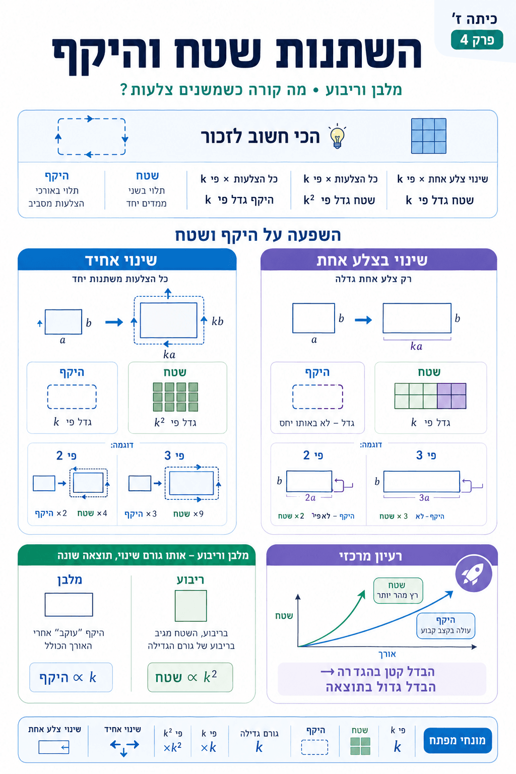 השתנות שטח והיקף - סיכום מלא ומפורט