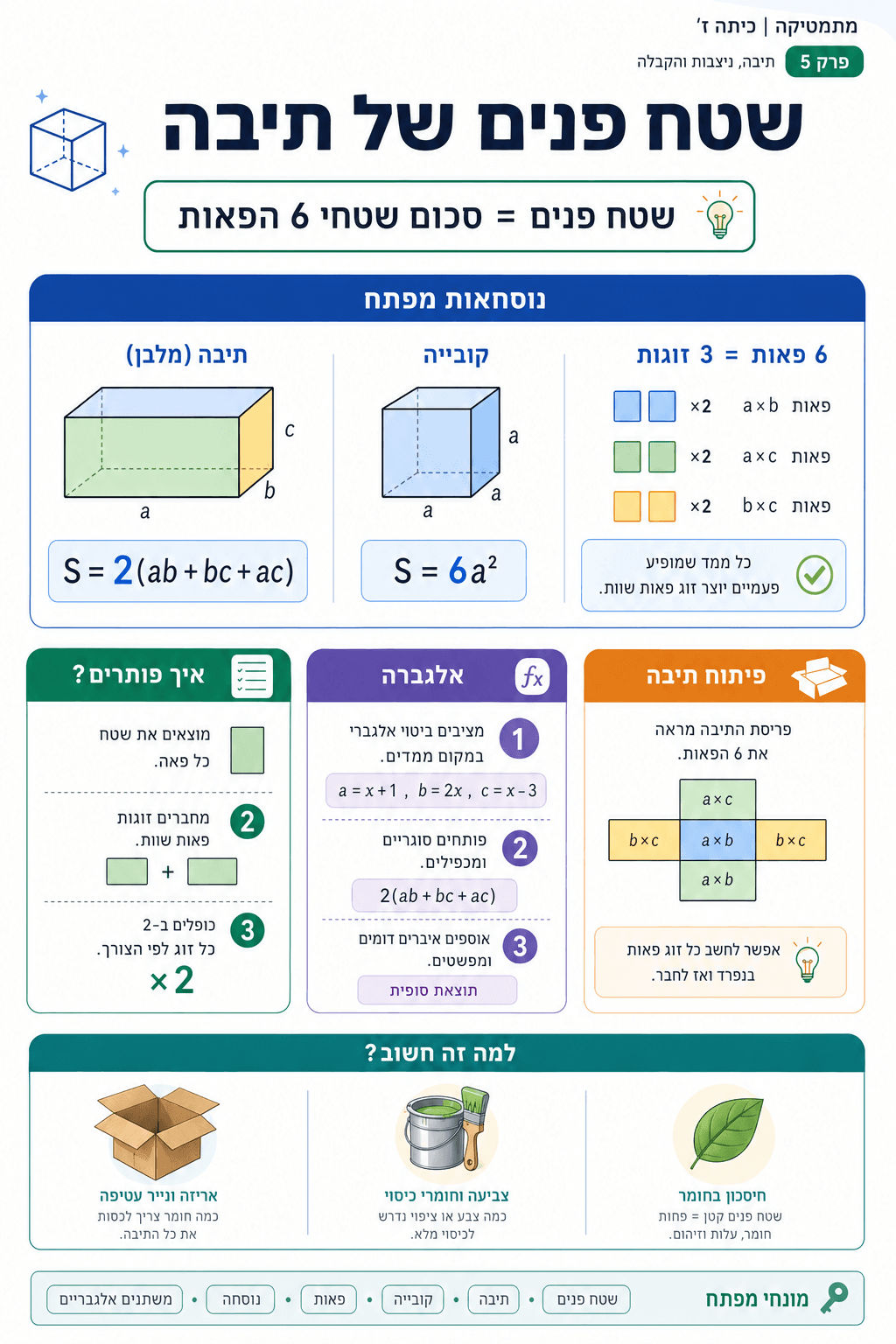 שטח פנים של תיבה - סיכום מלא ומפורט