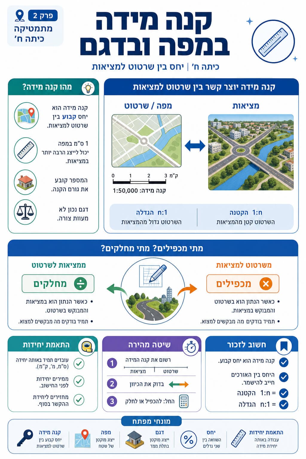 קנה מידה במפה ובדגם - סיכום מלא ומפורט