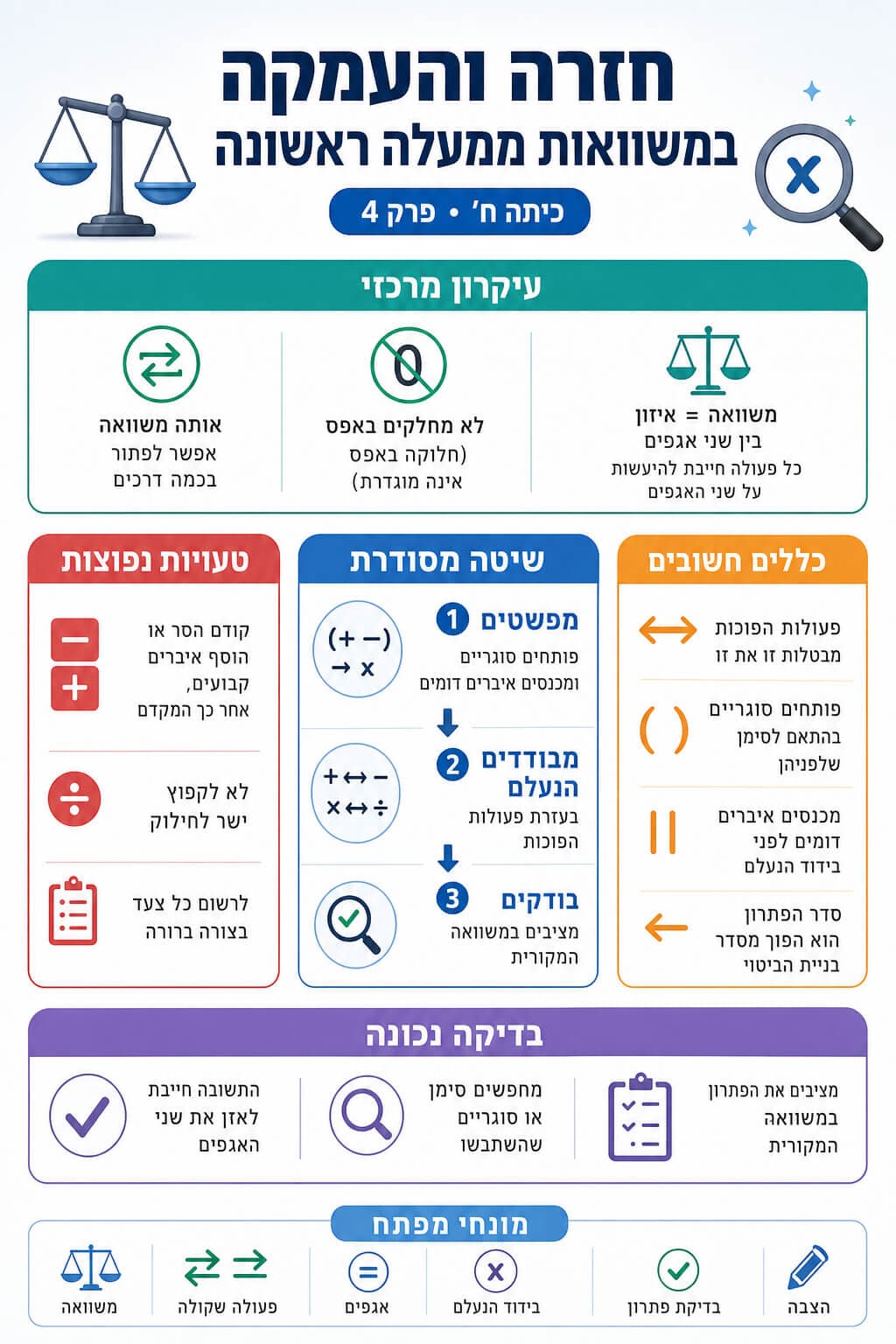 חזרה והעמקה במשוואות ממעלה ראשונה - סיכום מלא ומפורט