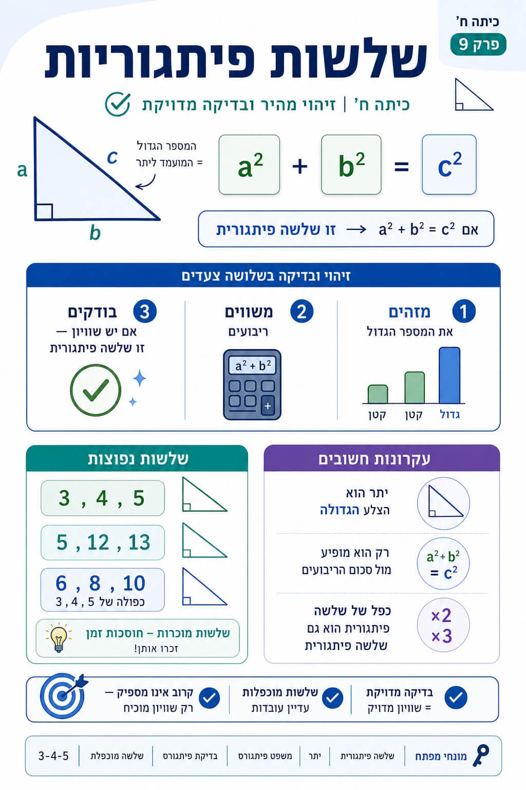 שלשות פיתגוריות - סיכום מלא ומפורט