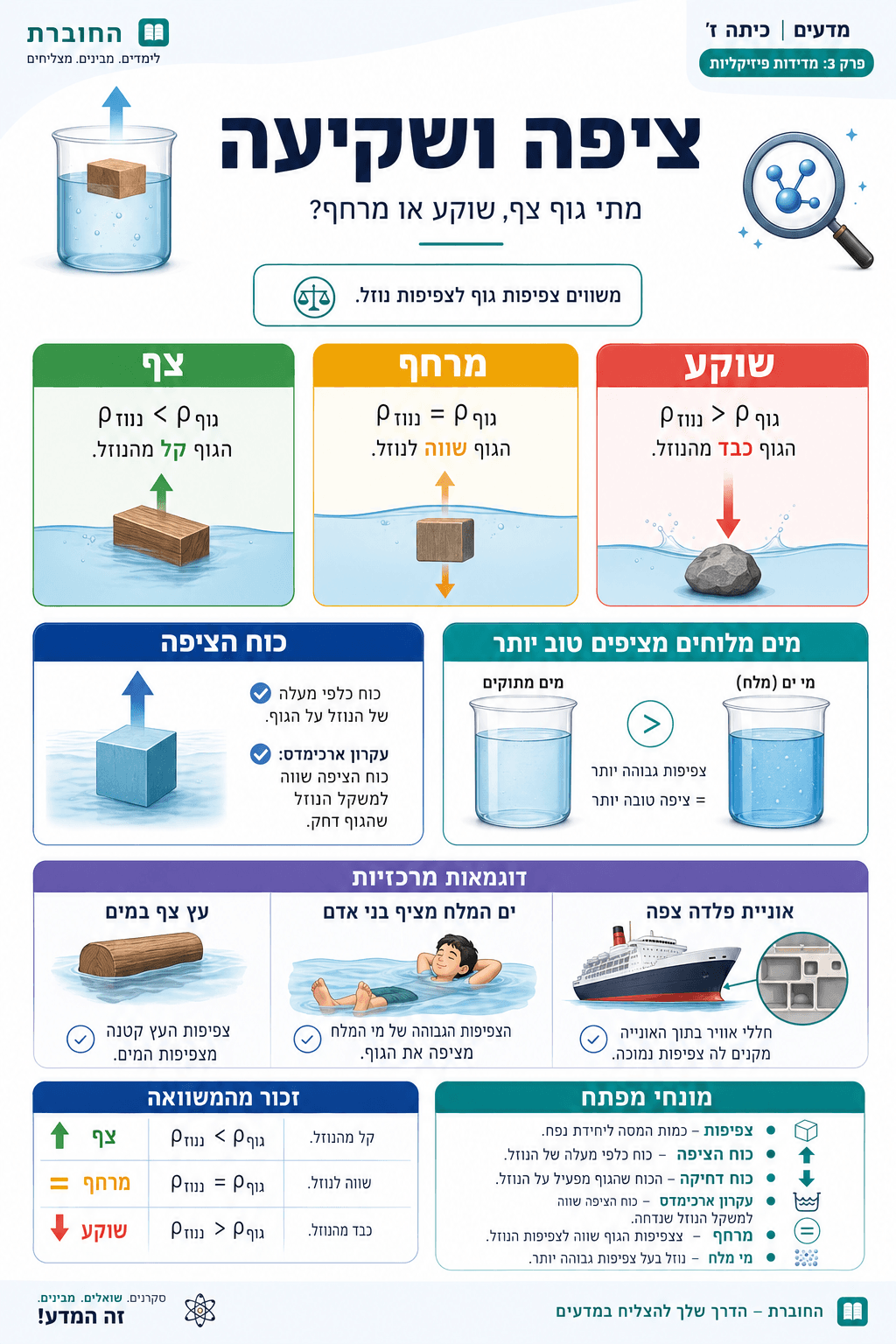 ציפה ושקיעה - סיכום מלא ומפורט