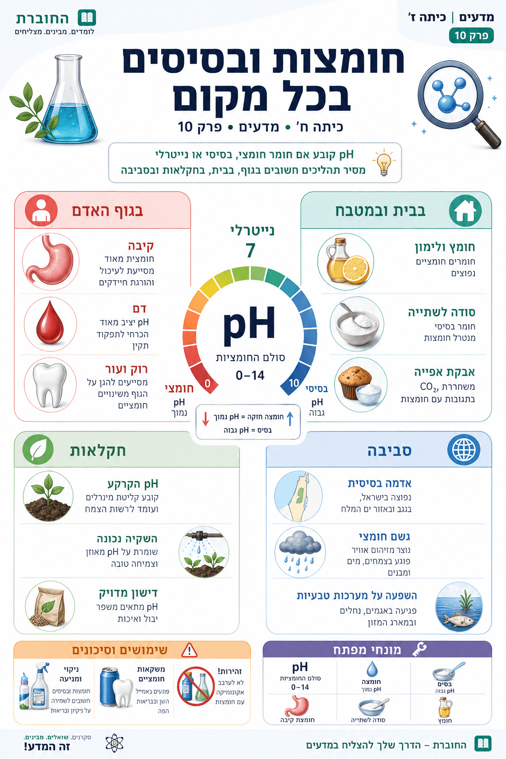 חומצות ובסיסים בכל מקום - סיכום מלא ומפורט