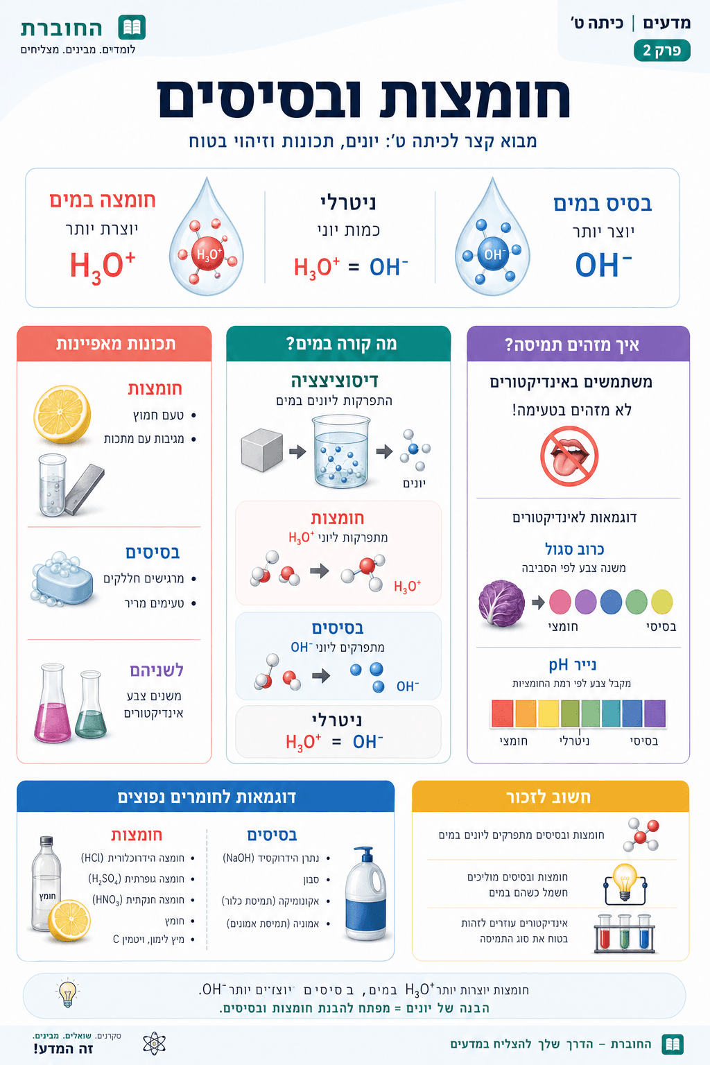 מבוא לחומצות ובסיסים - סיכום מלא ומפורט