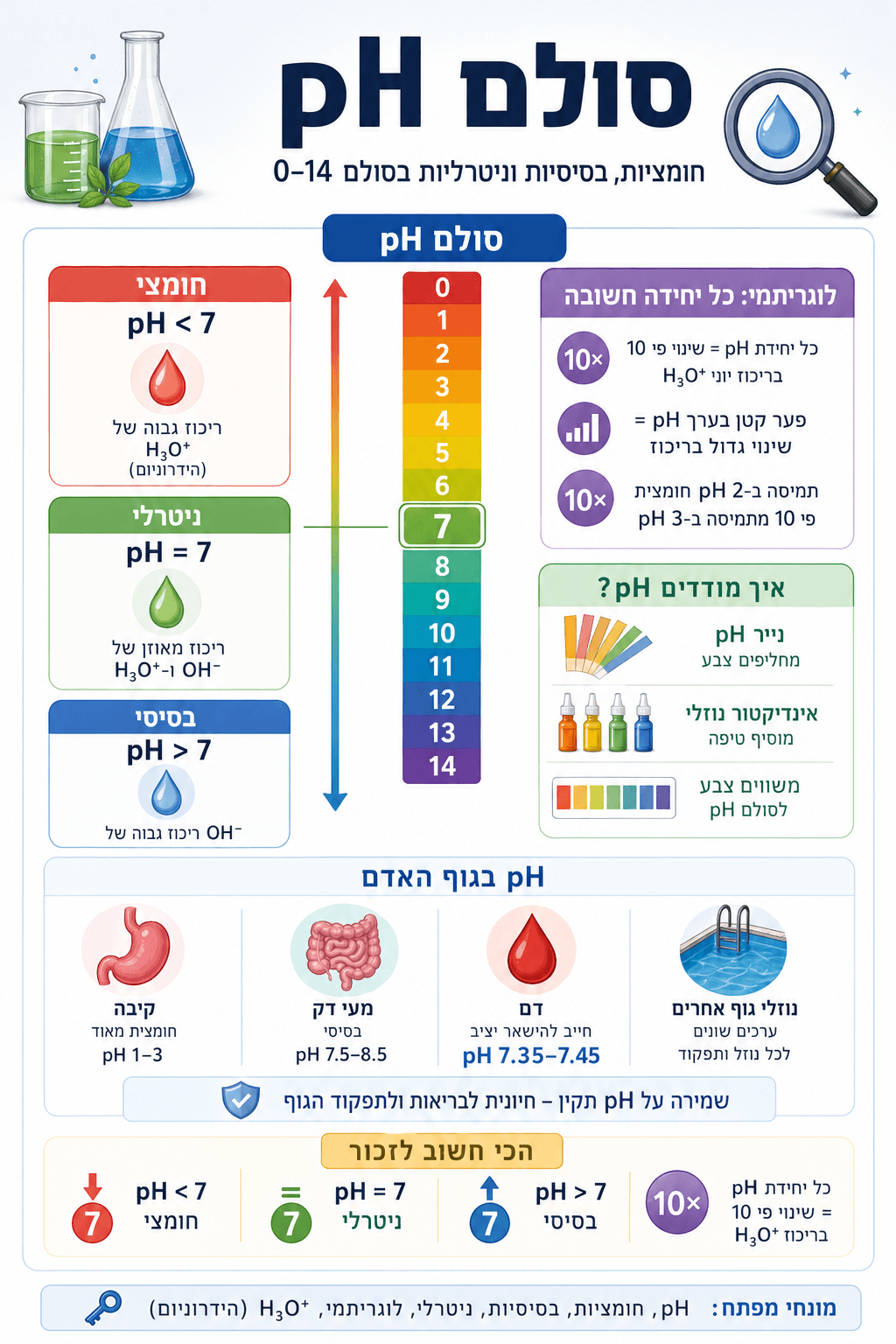 סולם pH - סיכום מלא ומפורט