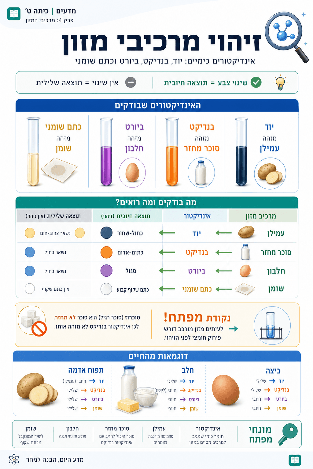 זיהוי מרכיבי מזון - אינדיקטורים - סיכום מלא ומפורט