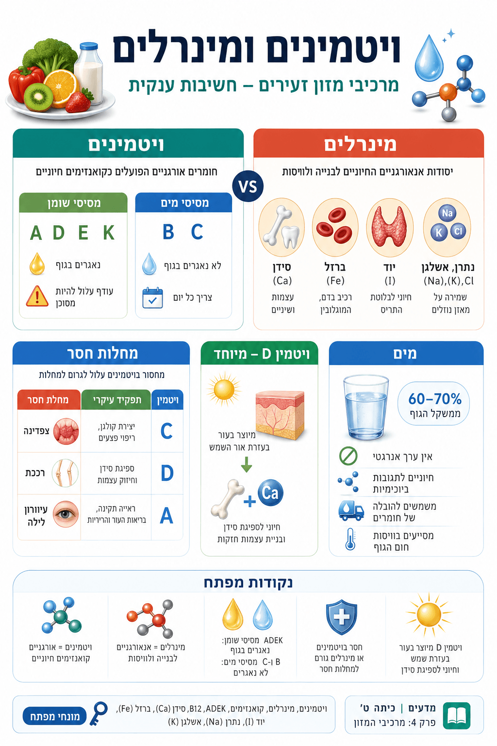 ויטמינים ומינרלים - סיכום מלא ומפורט