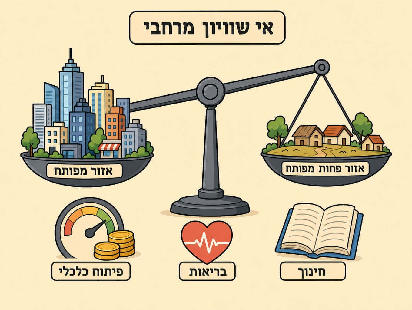 תמונה המסכמת את פרק אי השוויון דרך מאזניים המשווים מדינה מפותחת למתפתחת וגלעין לשוליים