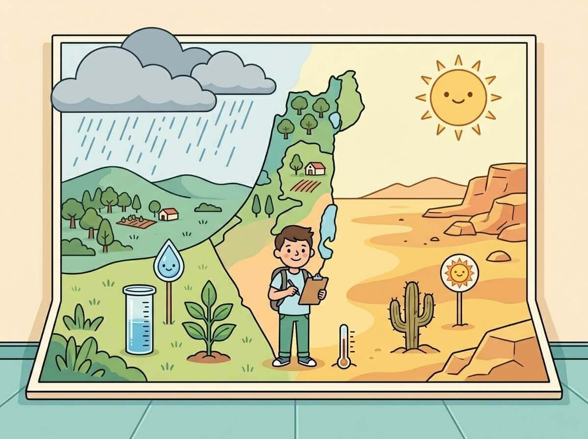 תמונה הממחישה את מפגש האקלים הים תיכוני והאקלים המדברי בישראל
