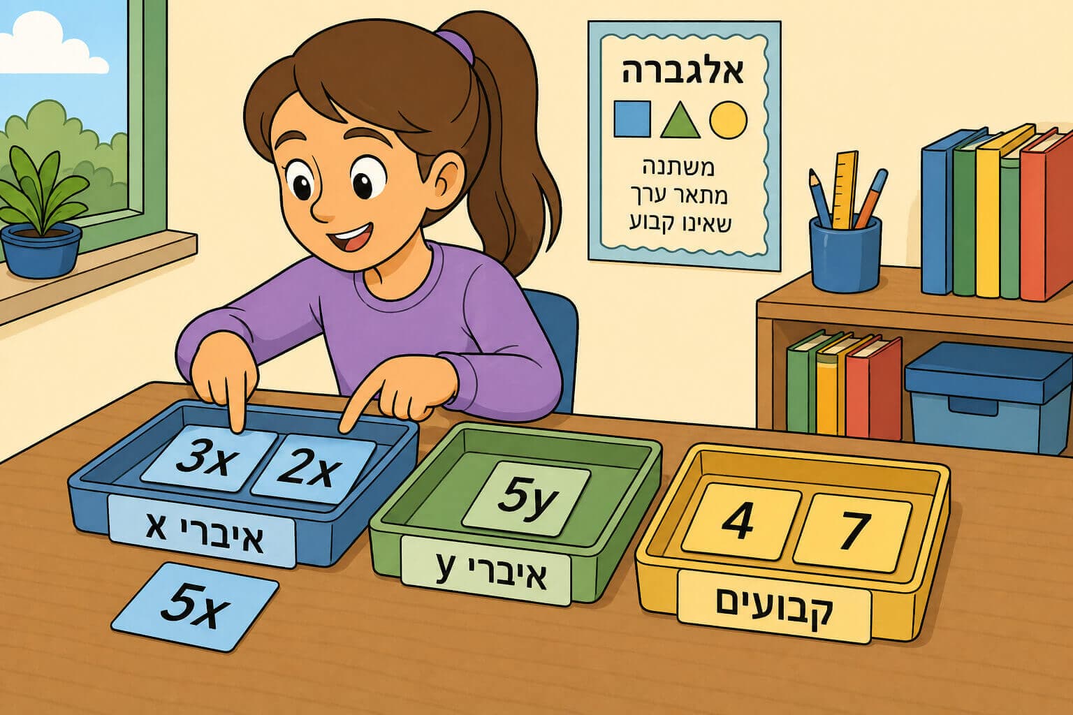 תמונה הממחישה את כינוס האיברים הדומים בעזרת מיון איברי x איברי y וקבועים