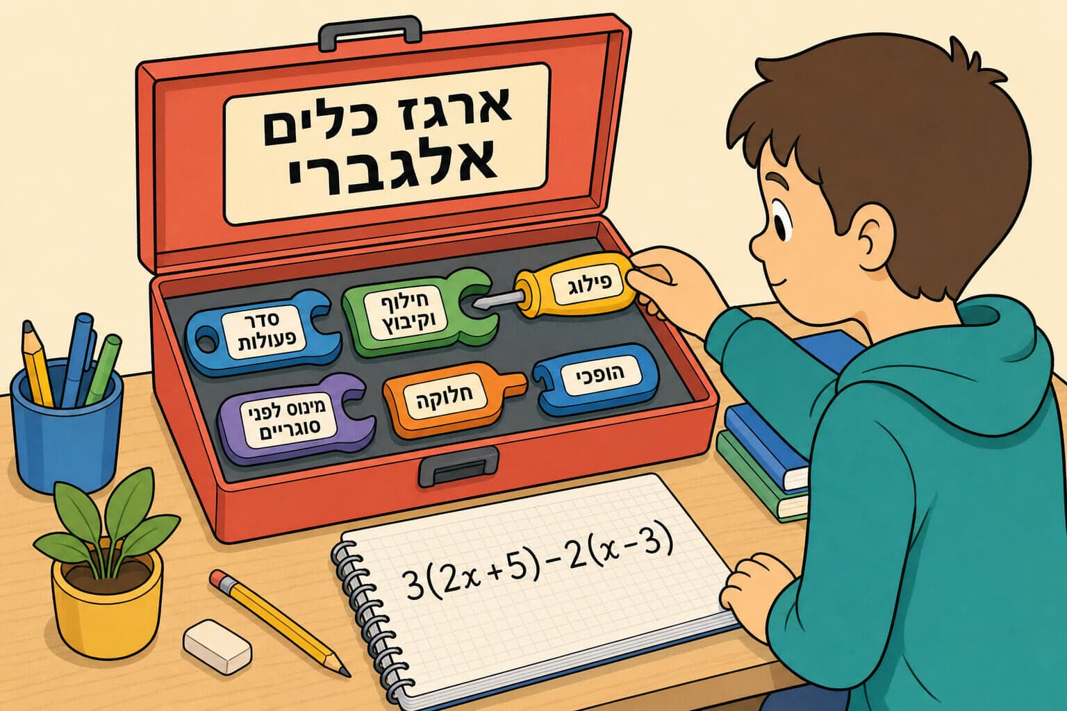 תמונה המסכמת את חוקי פרק 2 כארגז כלים אלגברי