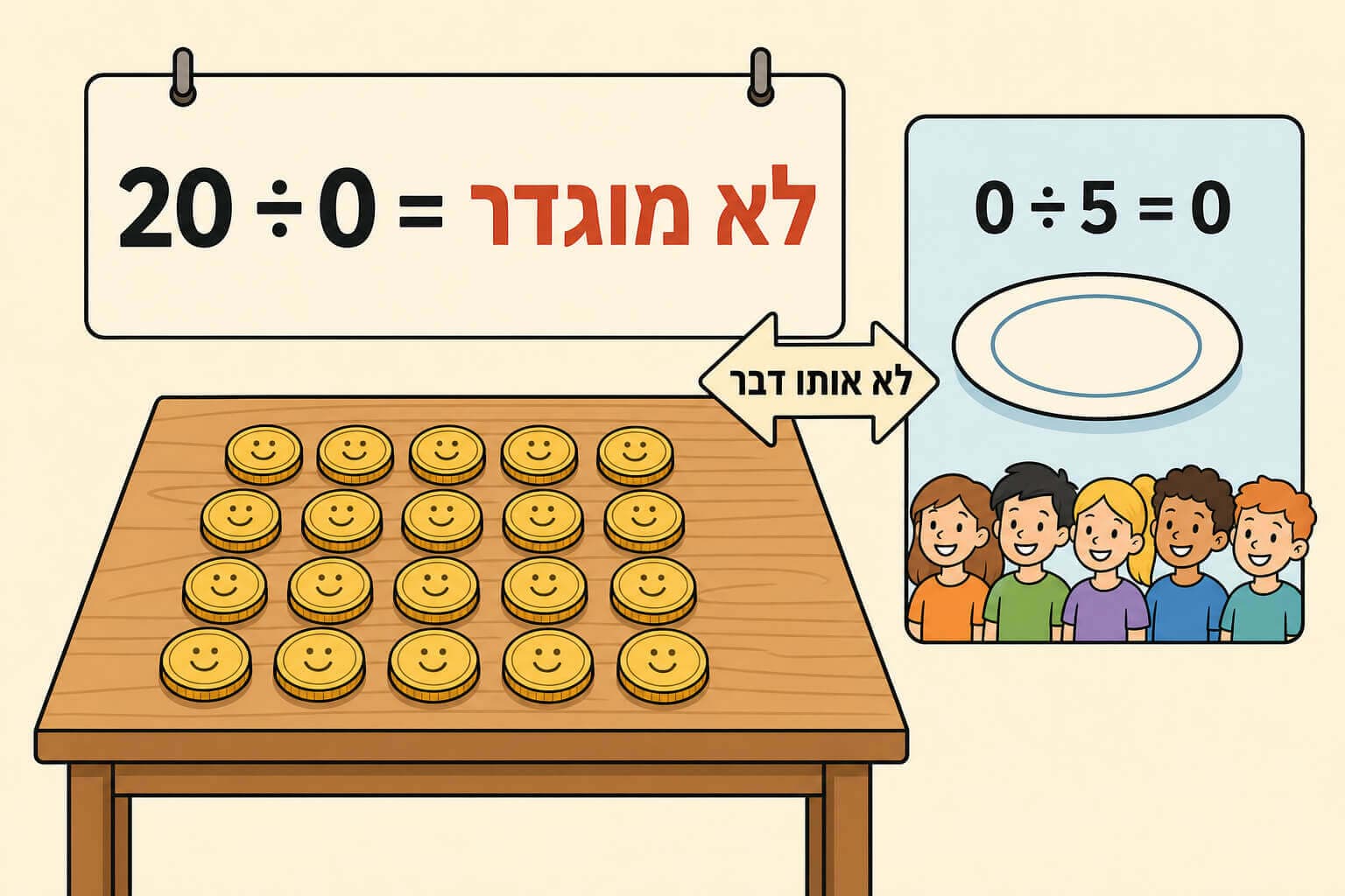 תמונה הממחישה את העובדה שחילוק באפס אינו מוגדר בעזרת חלוקה לשום משתתף