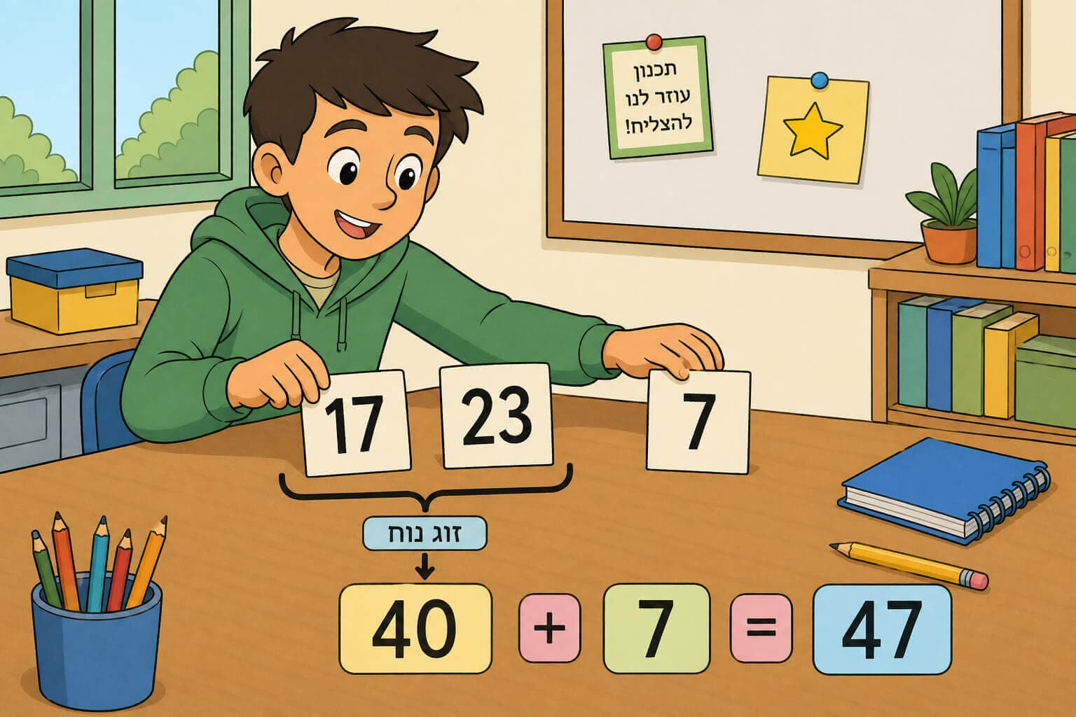 תמונה הממחישה את חוקי החילוף והקיבוץ בעזרת קיבוץ מספרים לזוג נוח