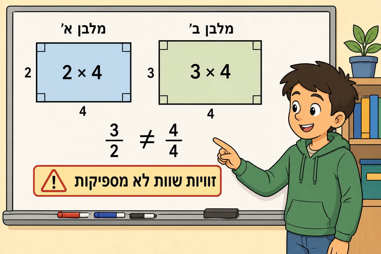 שני מלבנים עם זוויות שוות אך יחסי צלעות שונים