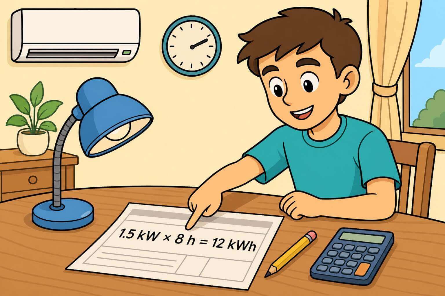תמונה הממחישה את חישוב צריכת החשמל בקילוואט שעה בעזרת חשבון חשמל ביתי