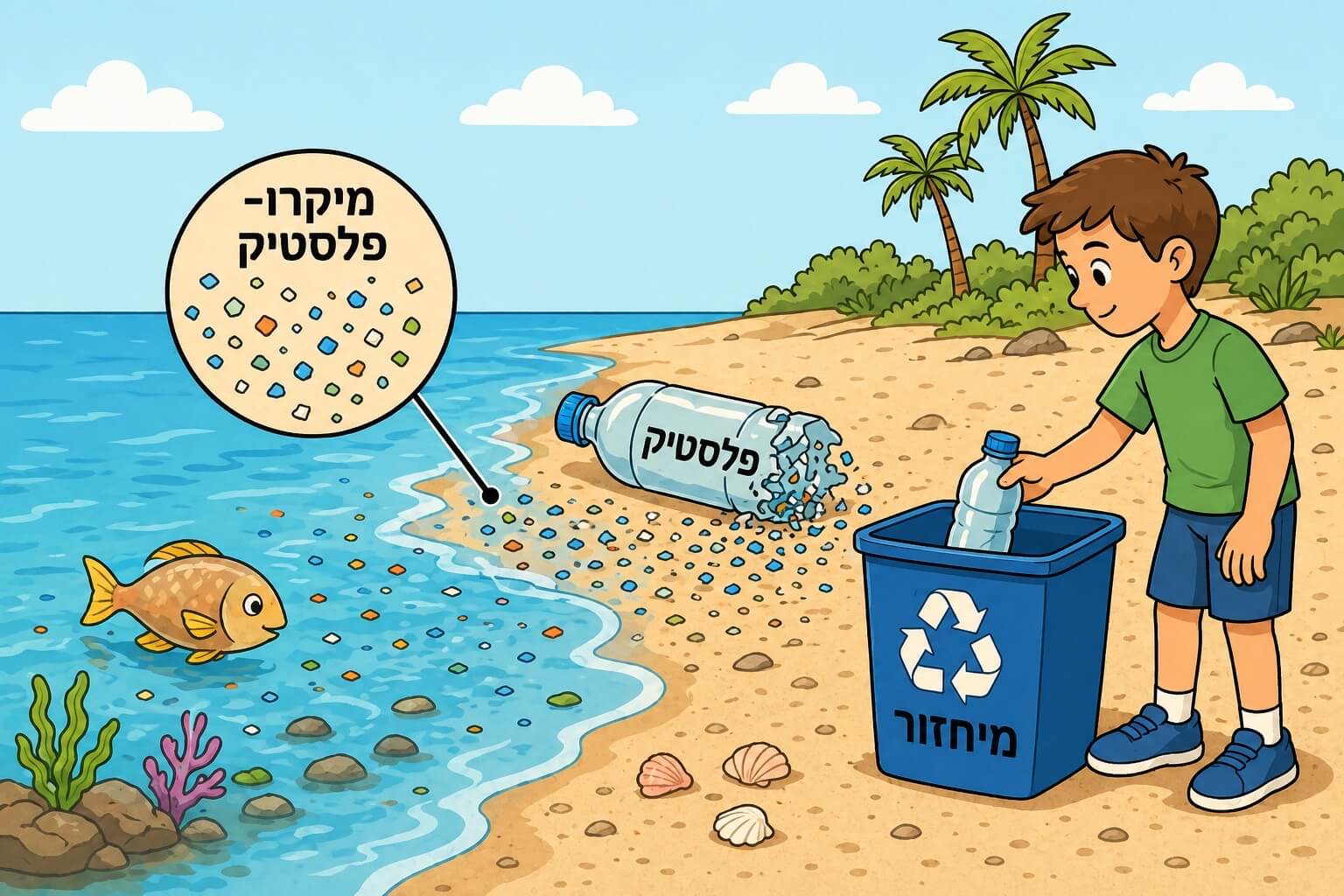 תמונה הממחישה כיצד פלסטיק מתפרק למיקרו-פלסטיק ומדוע חשוב למחזר