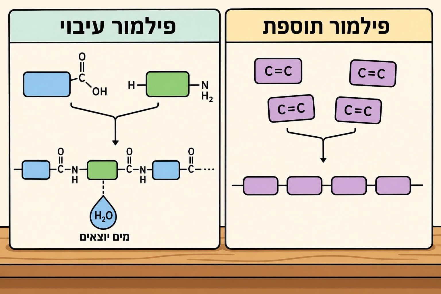 תמונה הממחישה את ההבדל בין פילמור תוספת לפילמור עיבוי